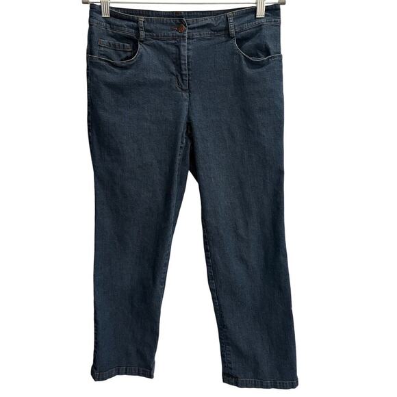 Eileen Fisher PM Petite Medium Denim Jeans Straight Leg *TINY FLAW* - Picture 1 of 5